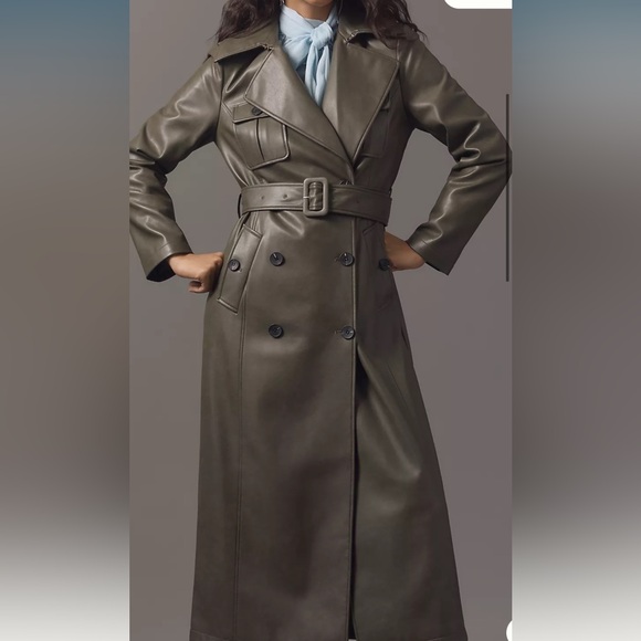 Avec Les Filles Jackets & Blazers - Avec Les Filles Olive Double-Breasted Trench Coat